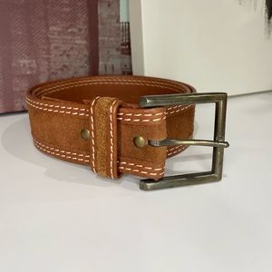 Harnes House leather suede thick buckle brown belt size 38